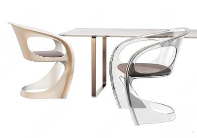 现代餐桌椅组合3D模型下载